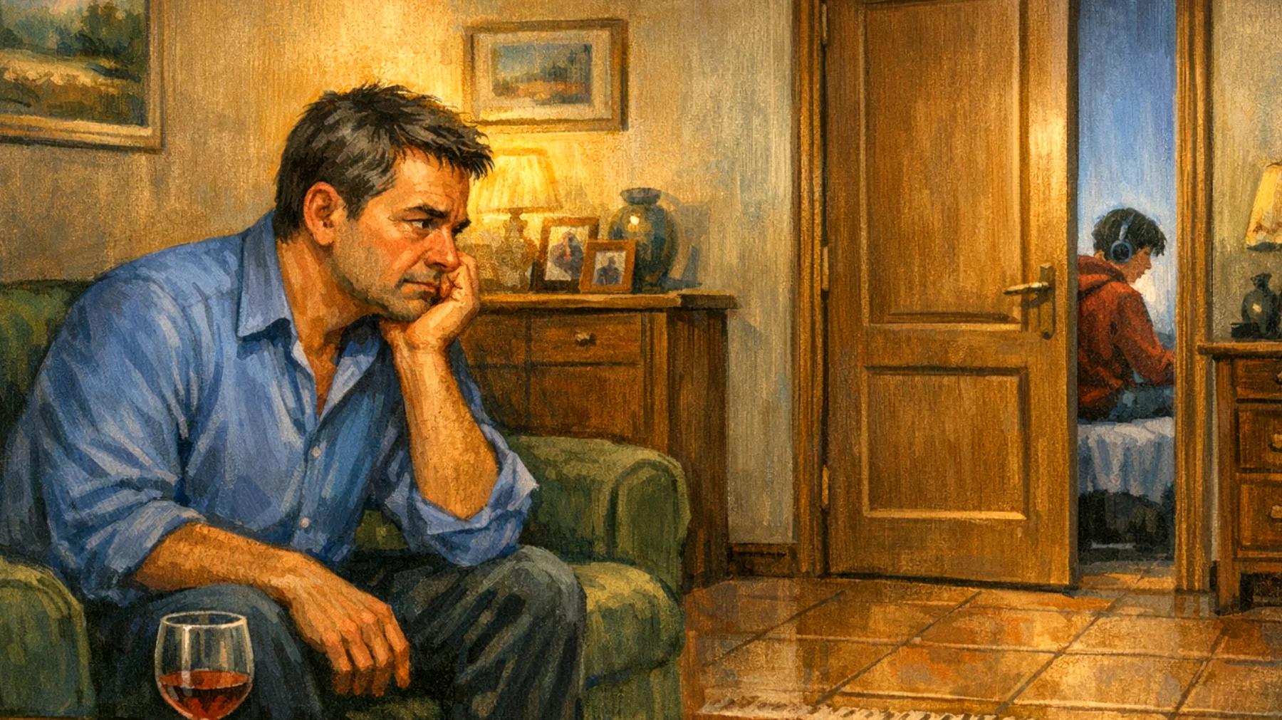 Un papà che teme di perdere il legame emotivo con il figlio adolescente che sta diventando sempre più distante e chiuso, non condivide più i suoi pensieri e trascorre sempre meno tempo in famiglia"